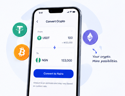 Vastel crypto to Naira conversion preview